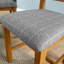 Pair of Assembled High Slatted Back Dining Chairs Wool Seat Solid Oak Legs-662608502