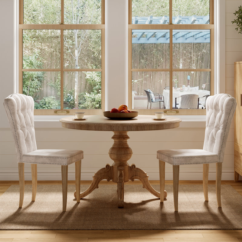 47cm H Velvet Upholstered Side Chair, 2, Beige