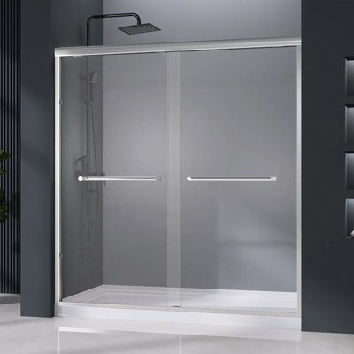 62 To 66 In. W X 72 In. H Double Sliding Shower Door In Chrome Framed Bypass Alcove Shower Door With Clear Glass