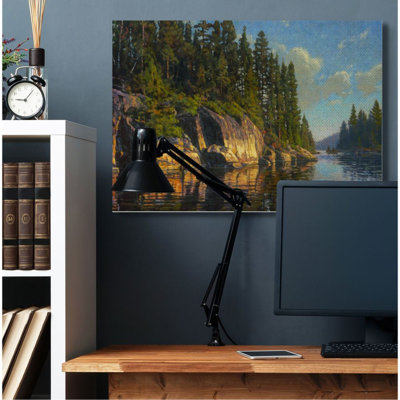 Sunrise River Bank Reflective Water Painting by Bruce Miller - Painting Print