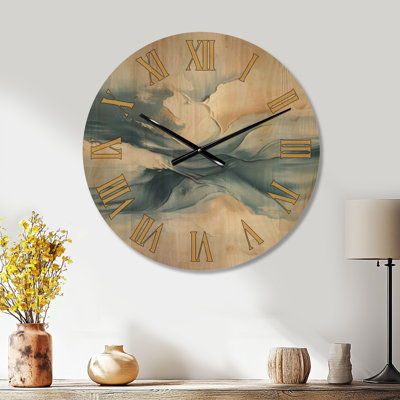 Blue Coastal Currents III - Horloge murale surdimensionnée Océan, imprimée sur bois