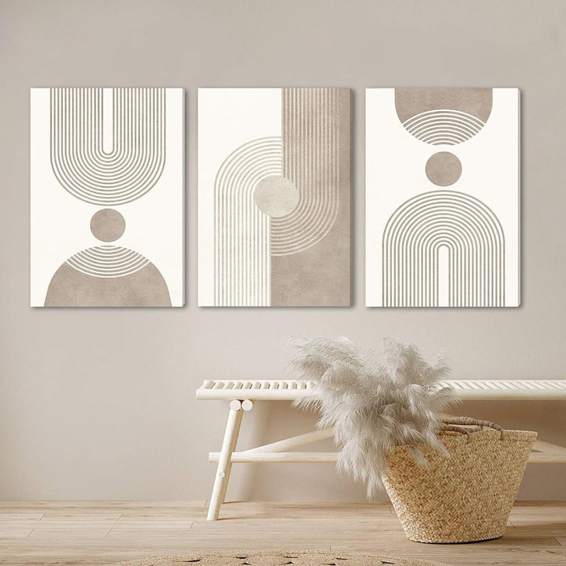 Triptych Abstract Geometric Wrapped Canvas Wall Art 16x24 inches x3