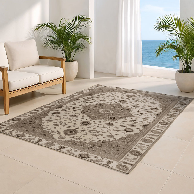 Tapis gris d'intérieur et d'extérieur Tabriz, Rectangulaire 2 pi x 3 pi