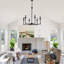 Lustre classique / traditionnel à 6 lumières de style bougie, luminaire suspendu noir à hauteur réglable pour salle à manger