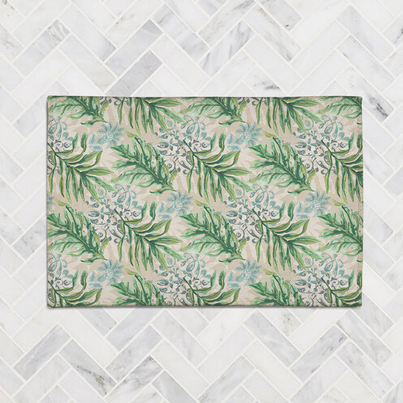 Bohemian Palms Chenille Floral Indoor Rug, Rectangle 2' x 3'