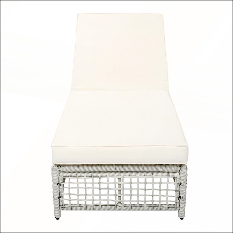 Méridienne d'extérieur, méridienne de patio avec dossier à 5 positions, structure en rotin, coussin et roulettes pour la piscine, le jardin et la cour