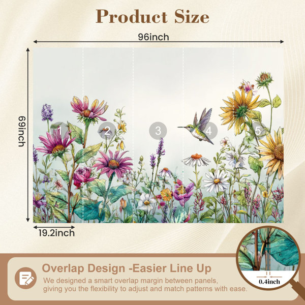 Red Barrel Studio Floral Peel and Stick Wallpaper Delicate Spring ...