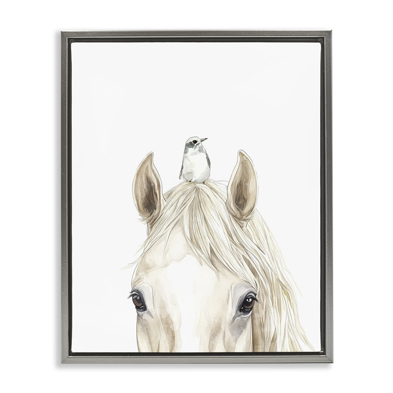 Cadre flottant avec animaux invités inattendus, design par Svetlana Aleynikova, H 21 po x l 17 po, Cadre flottant gris lustré