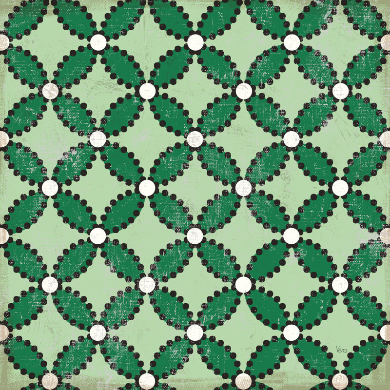 «Mediterranean Green Tile 11» par Veronique Charron, impression sur toile tendue, H 30 po x l 30 po, Papier avec cadre noir