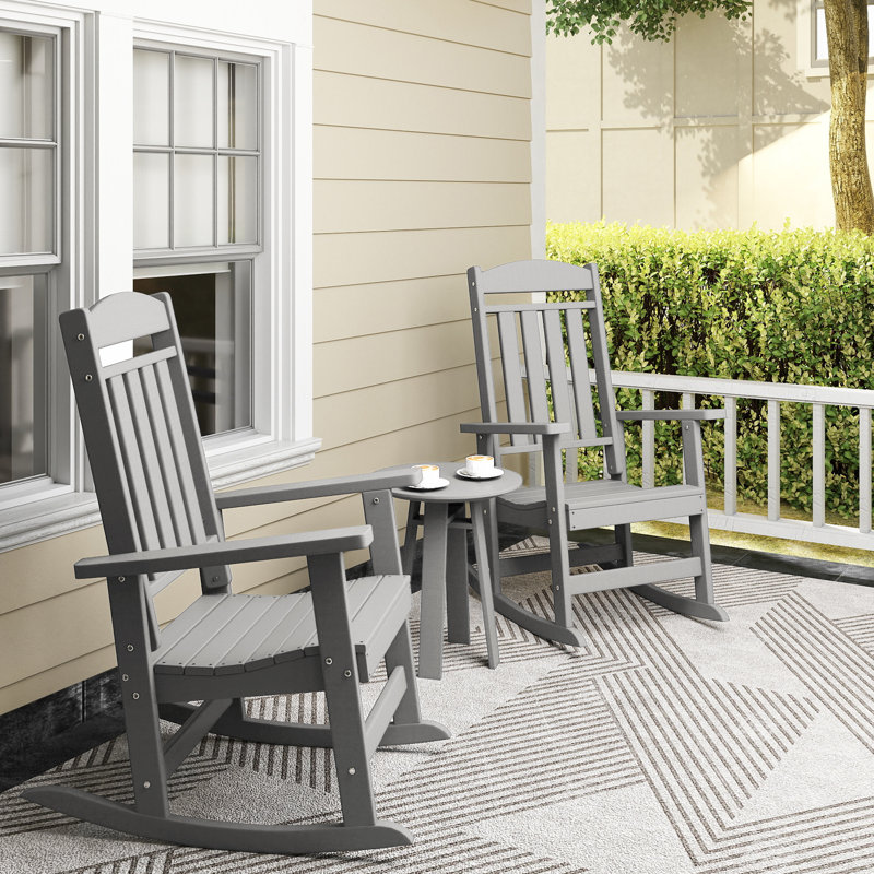Chaise berçante pour l'extérieur en PEHD Oxing, Blanc gris