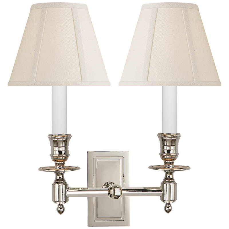 Library 2 - Light Armed Sconce, Linen, Polished Nickel