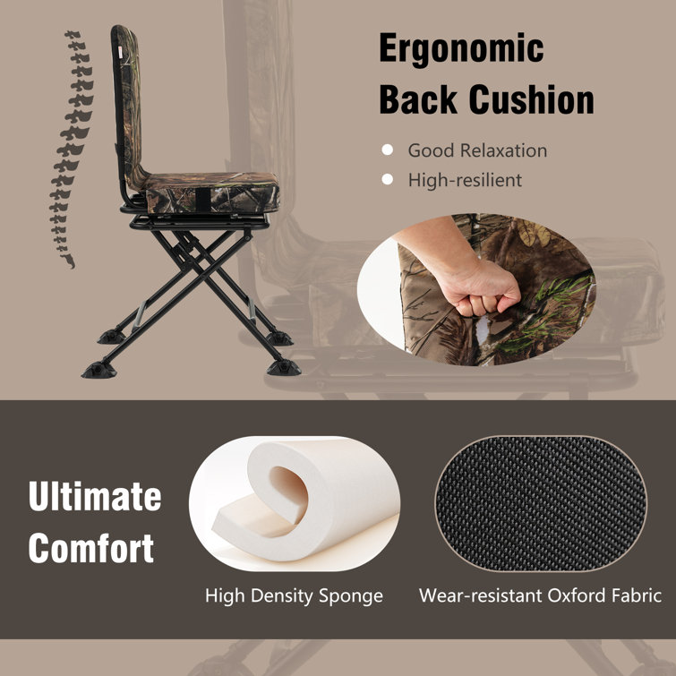 Portable Fishing Hunting Chair Camo Backrest Folding Camping Stool