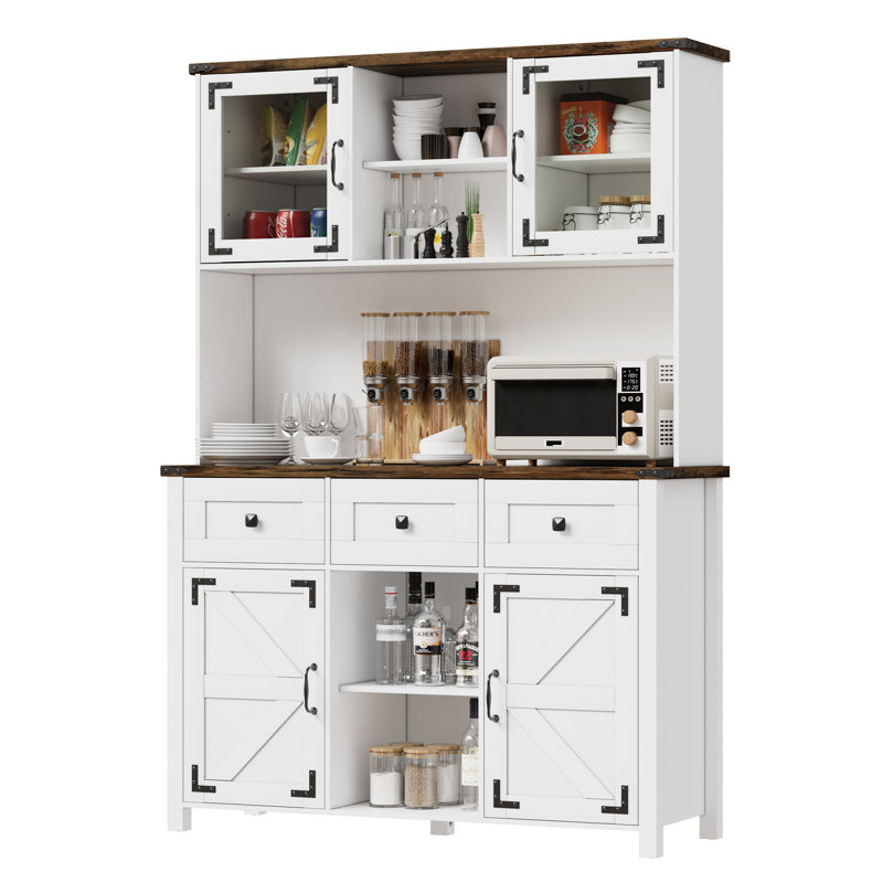 68" Kitchen Pantry With Microwave Shelf