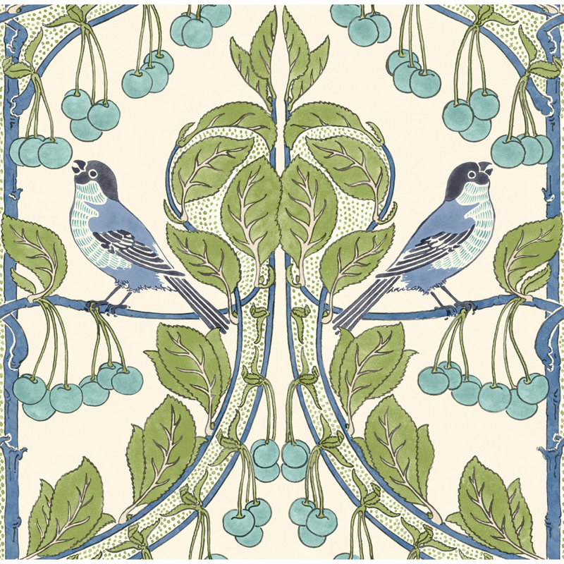 2'9" L x 27.58" W Wallpaper Roll, Green/Blue