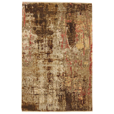 Tapis unique brun / café / ivoire 3 pi 1 po x 4 pi 1 po Mahal