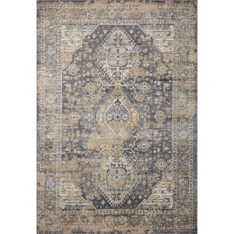 Gerin Oriental Machine Woven Polypropylene/Polyester Area Rug in Black/Beige, Square 1'6"