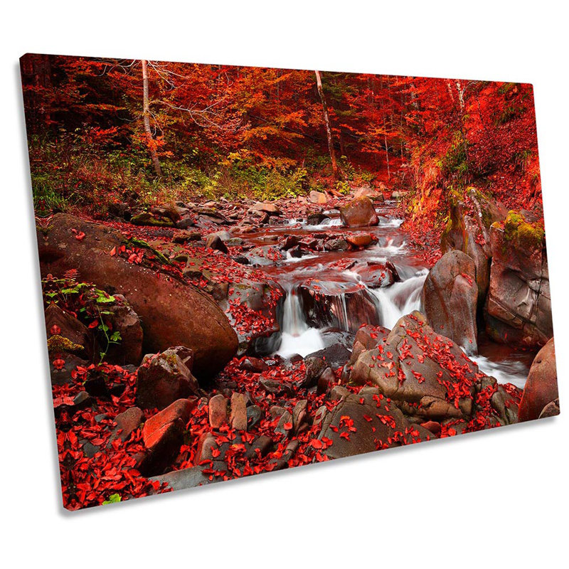 Red Countryside River Forest - Wrapped Canvas Print, 30.5cm H x 45.7cm W x 2cm D