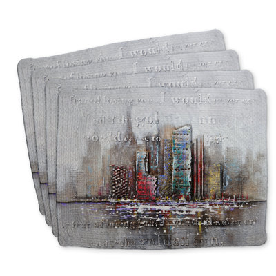 Cityscape Braided Polyester Placemats Set of 4 - Home Decor