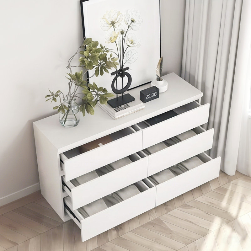 Commode 6 tiroirs Modern, Blanc