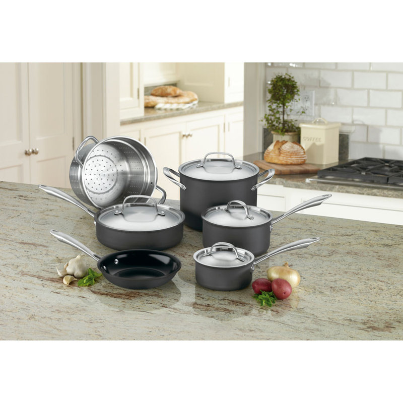 Batterie de cuisine antiadhésive anodisée dure 10 pièces Green Gourmet de Cuisinart