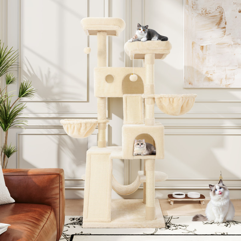 65.7" H Multi-Level Large Cat Tree, Beige