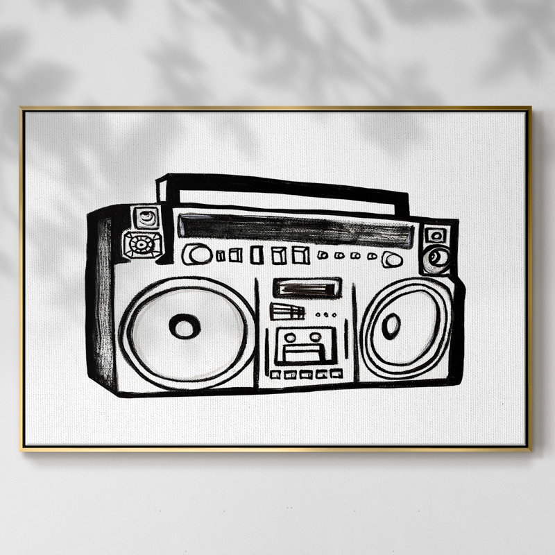 Toile tendue avec châssis Boombox, Encadrement doré, H 25 po x l 37 po x P 2 po