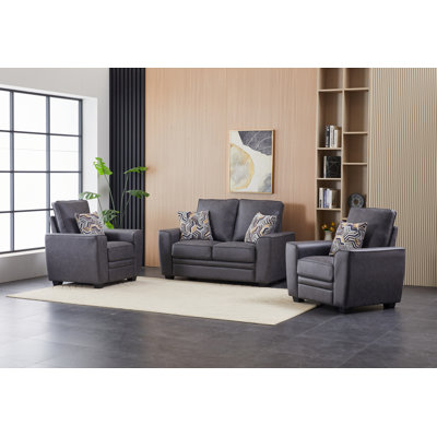 Ensemble contemporain en similicuir trois pièces, causeuse rembourrée et deux chaises de salon