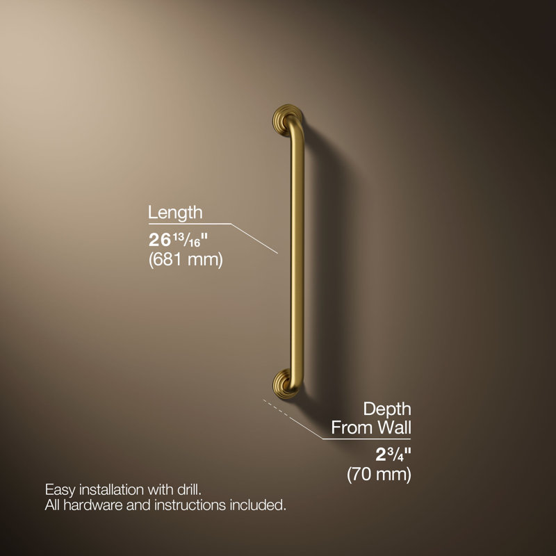 Traditional Grab Bar, 24"W, Vibrant Brushed Moderne Brass