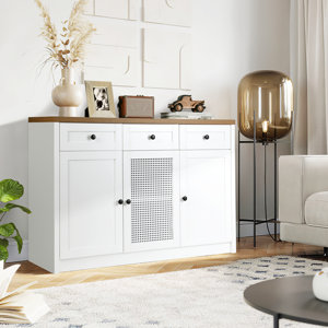 Laquite 47.2'' Sideboard, Farmhouse Buffet Cabinet with 3 Doors and 3 Drawers