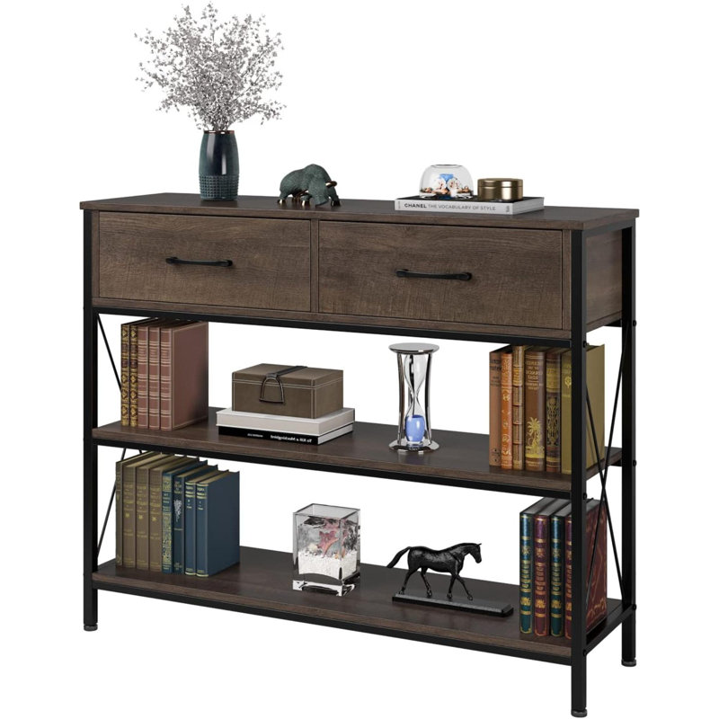 Saruhan Console Table, Dark Brown, Black