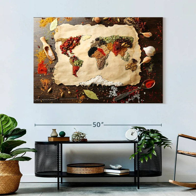 Impression «World Map», impression sur toile, H 51 po x l 34 po x P 1,25 po