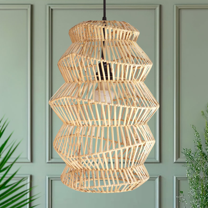 Luminaire suspendu en bambou tissé à la main Forever Bamboo, Cylinder-Shaped