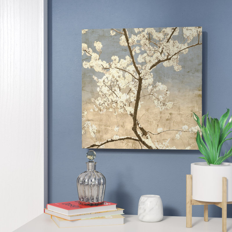« cerise fleurs i »-impression sur toile tendue, H 12 po x l 12 po x P 0,75 po