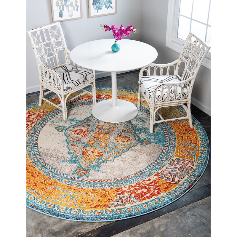 Abstract Indoor Rug, Round 4'