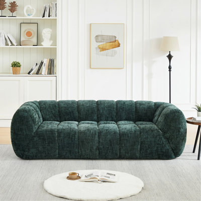 Chenille Pure Foam Sofa, Modern Quilted Cloud Sofa, Deep Seat Chenille Pure Foam Sofa, Comfortable Modern Sofa, Suitable for Living Rooms, Bedrooms, a