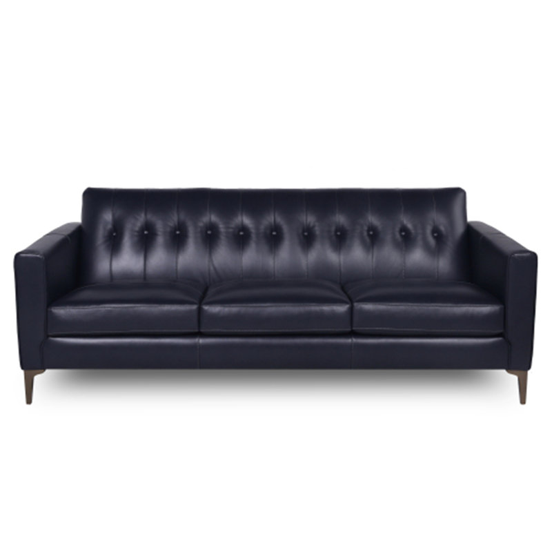 Canapé en cuir capitonné Mid-Century, Marine