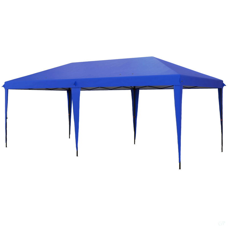 Outsunny 10' X 19.2' Pop Up Canopy Tent, Heavy Duty Tent For Parties, Outdoor Instant Gazebo Sun Shade Shelter With Carry Bag For Catering, Events, Wedding, Backyard BBQ, Blue