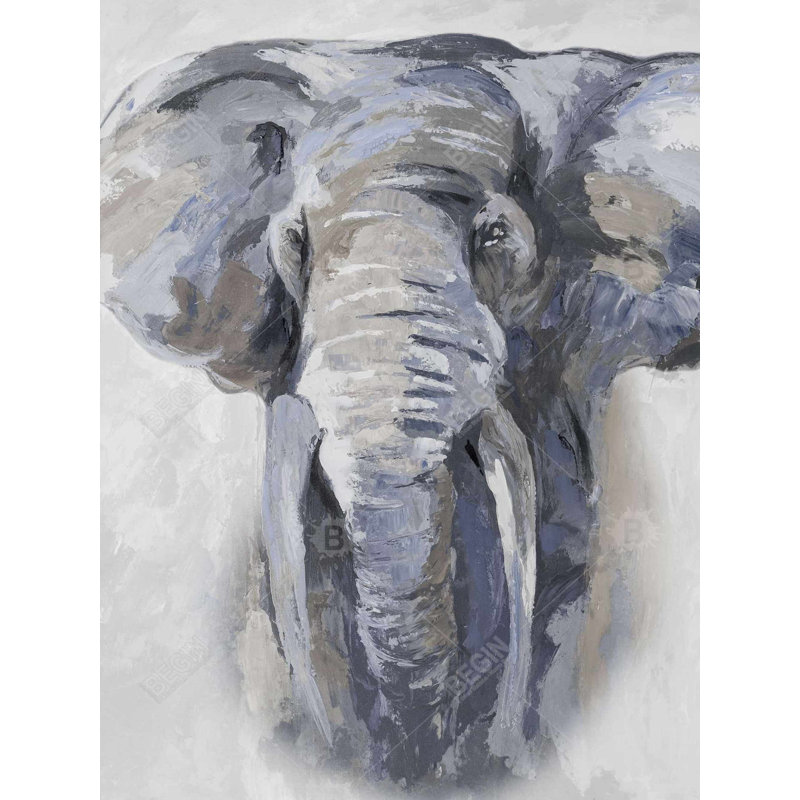 Toile éléphant bleu pastel | Décoration pour animaux d'Afrique