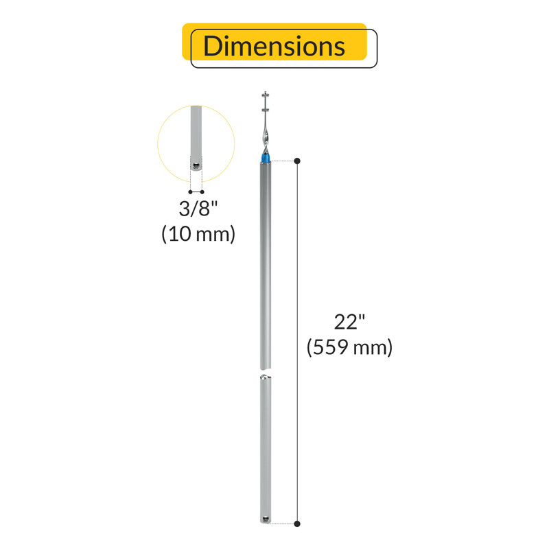  Tilt Tube Balance 22 "Longueur du tube avec roulement bleu, Argent / bleu
