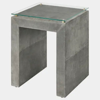 Posh Side Table-Gray Suede 24"H x 20"W x 20"D End Table