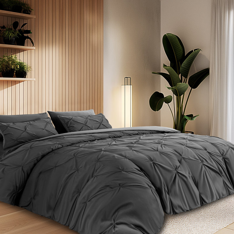 Literie , Housse de couette grand et 2 taies d'oreiller stan, Gris foncé / gris pâle