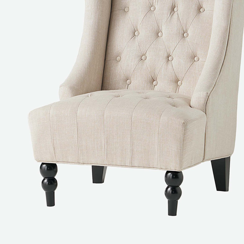 Fauteuil club à dossier haut, Beige clair