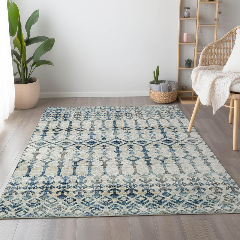 Premium Machine Washable Fayina Ivory Rug, Rectangle 8' x 10'
