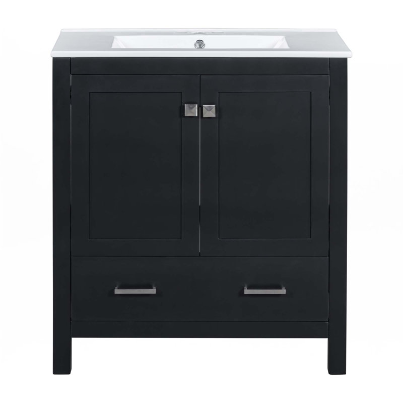 Meuble-lavabo 30 po avec lavabo simple, Noir