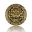 LION IN WINTER KNOB; LT. COLORADO TOPAZ CRYSTAL; BURNISH BRASS FINISH