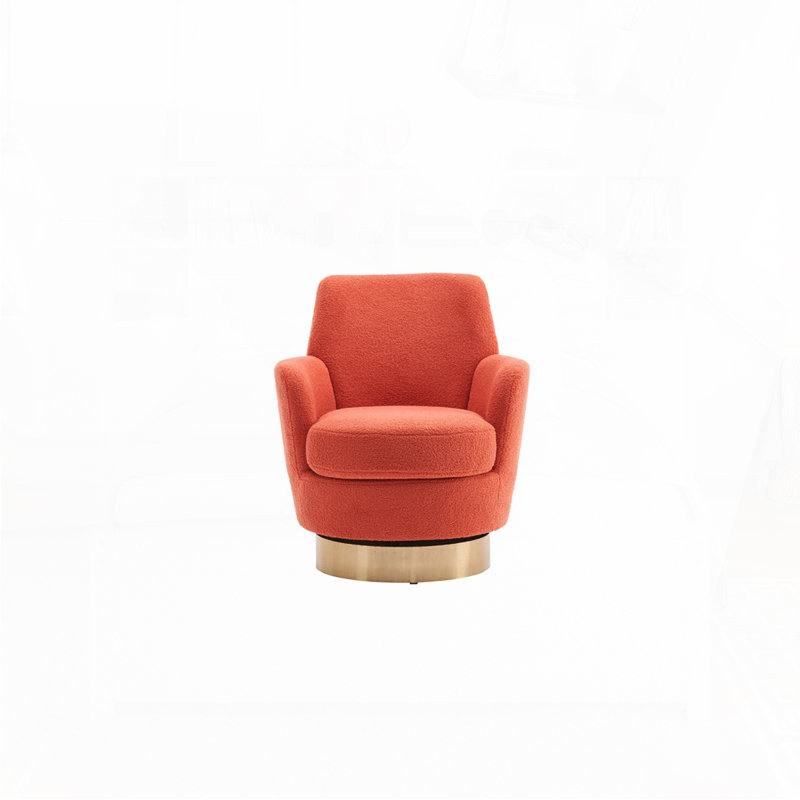 Swivel Barrel Chair, Orange Red Velvet