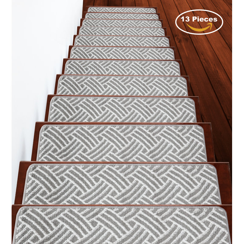 tapis d’escalier doux et vibrant en treillis Kibby, Gris
