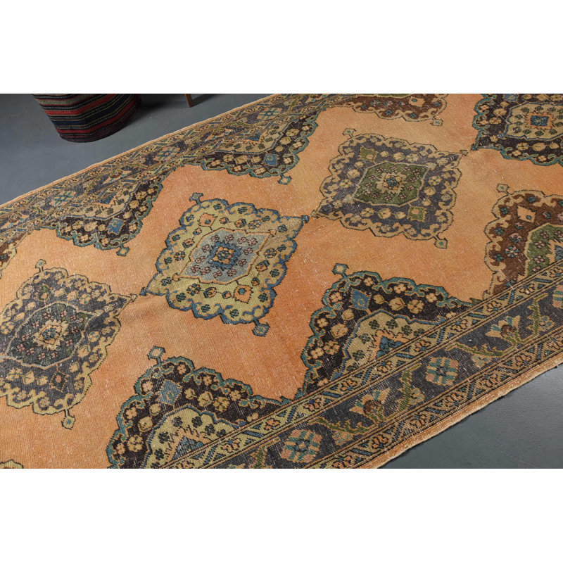 Tapis rétro, grands tapis orange 5,1 x 12,2 pi, tapis turc, tapis antique