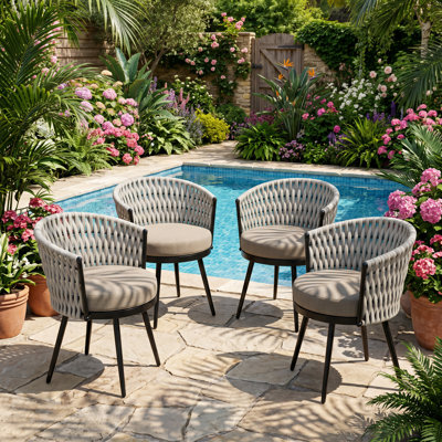 Christopher Knight Home 23" 23" W x 23.6" D x 29.1" H Metal and Rope Patio Dining Chairs (Set of 2)