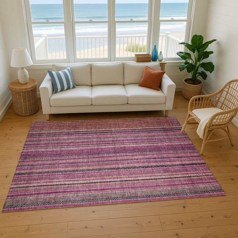 Premium Machine Washable Baford AMF1654 Stripes Rug, Rectangle 5' x 7'6"